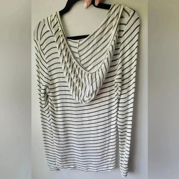 VTG Big Star Long sleeve knit stripe top, Light Weigt sweater w Hood, size small - Picture 5 of 6